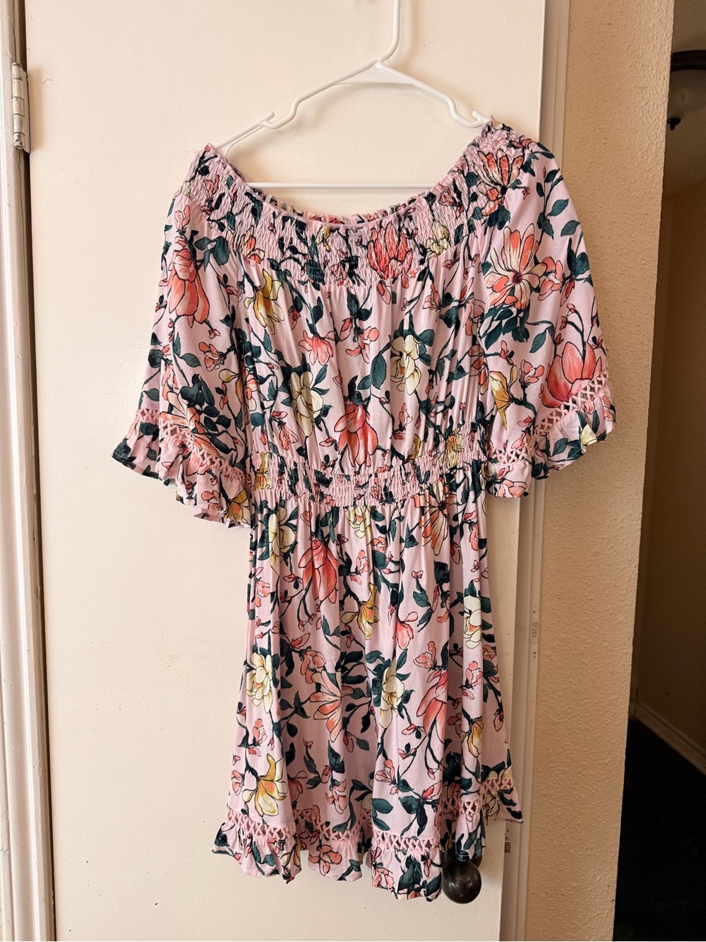 Lulu’s  Pink Floral Off-Shoulder Dress